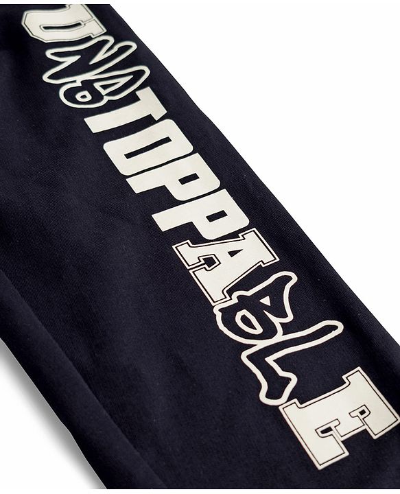 Pine Kids Looper Knit Full Length Lounge Pant With Unstoppable Print - Black