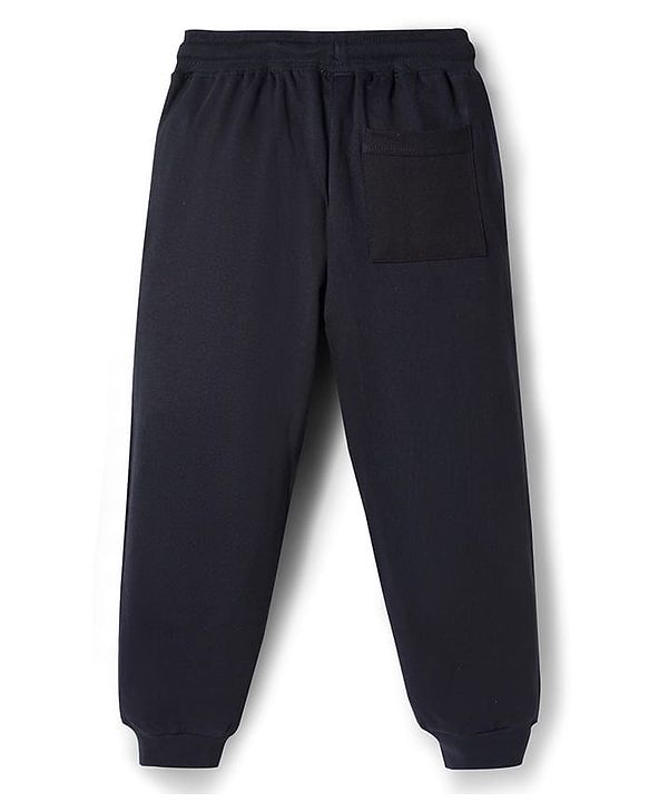 Pine Kids 100% Cotton Full Length Lounge Pant With Text Print - Black