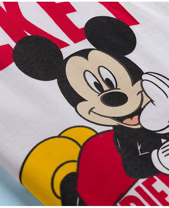 Babyhug Disney Single Jersey Knit Full Sleeves T-Shirt & Joggers Night Suit With Mickey Mouse Graphics - Multicolor