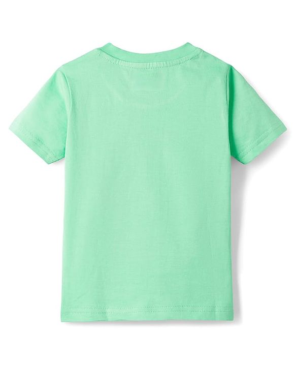 Babyhug Cotton Knit Half Sleeves T-Shirt & Shorts Night Suit With Animal Print - Green