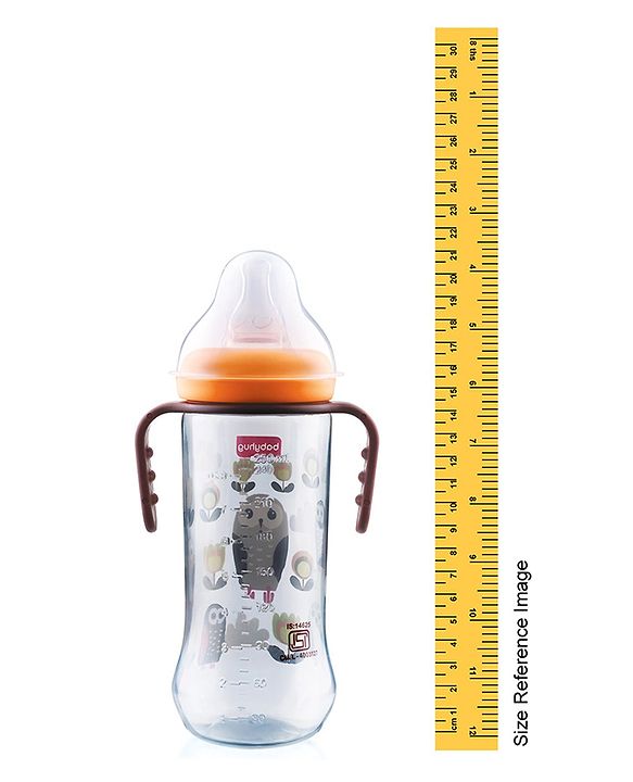 Babyhug Feeding Bottle with Handles, Orange -250 ml | Anti-Colic, Sterilizable | BPA-Free | Newborns & Toddlers | Leak Resistant | Easy Grip