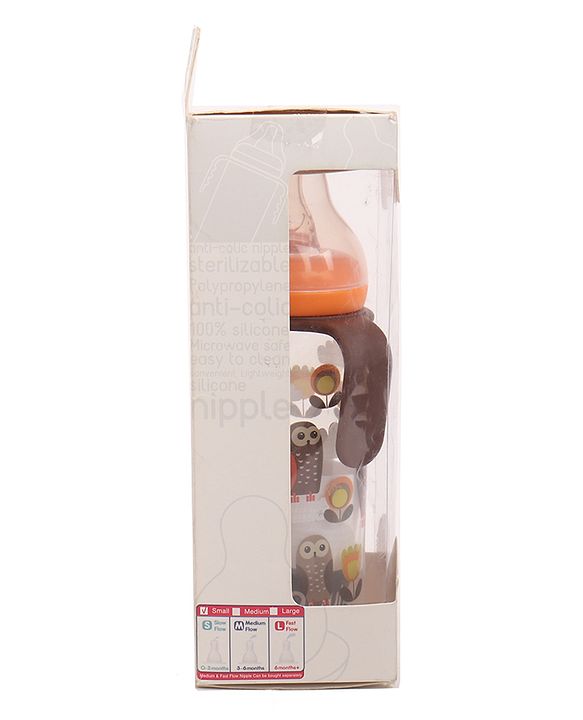 Babyhug Feeding Bottle with Handles, Orange -250 ml | Anti-Colic, Sterilizable | BPA-Free | Newborns & Toddlers | Leak Resistant | Easy Grip