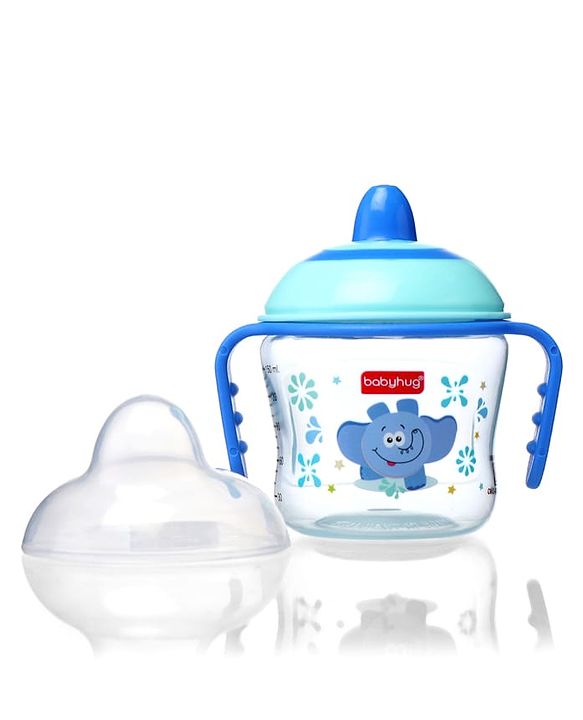 Babyhug Hard Spout Baby Sipper Cup with Anti-Spill Design, Pink & Purple-150 ml | BPA Free | Twin Handle | Lightweight