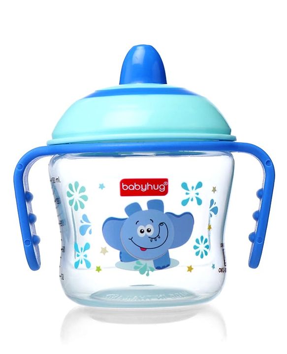 Babyhug Hard Spout Baby Sipper Cup with Anti-Spill Design, Pink & Purple-150 ml | BPA Free | Twin Handle | Lightweight