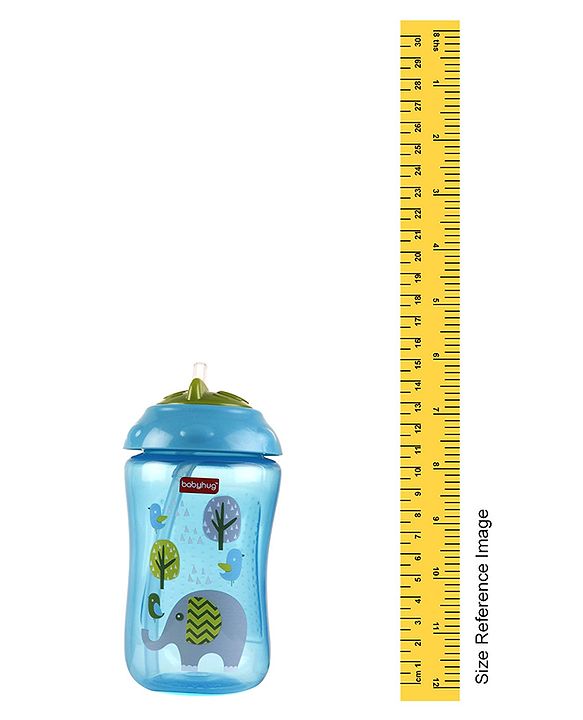 Babyhug Swipey Straw Sipper Elephant Print Blue - 300 ml