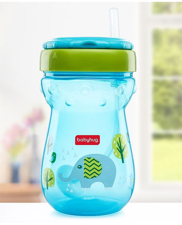 Babyhug Weighted Straw Sipper Blue - 360 ml
