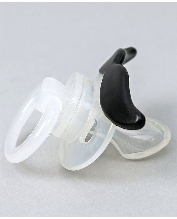 Babyhug Moustache Shaped Orthodontic Soother With Cover - Black | BPA Free | Non-Toxic | Soft Silicone | Lightweight | EN Certified