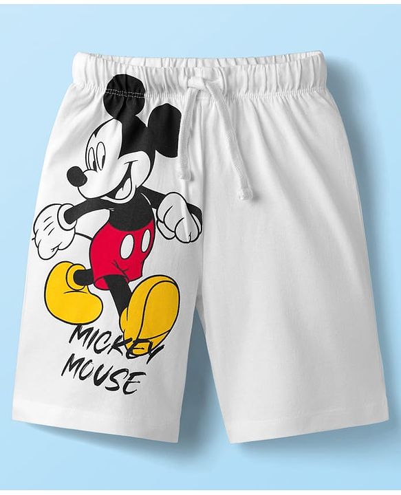 Babyhug Disney Single Jersey Knit Half Sleeves Cut & Sew T-Shirt & Shorts Set With Mickey & Friends Graphics & Badge Detailing - Multicolor