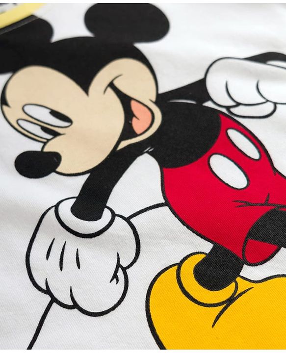 Babyhug Disney Single Jersey Knit Half Sleeves Cut & Sew T-Shirt & Shorts Set With Mickey & Friends Graphics & Badge Detailing - Multicolor