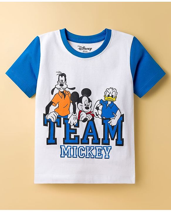Babyhug Disney Single Jersey Half Sleeves Drop Sholuder T-Shirt with Mickey Mouse & Friends Graphic & Patch Pack of 2 - Multicolour