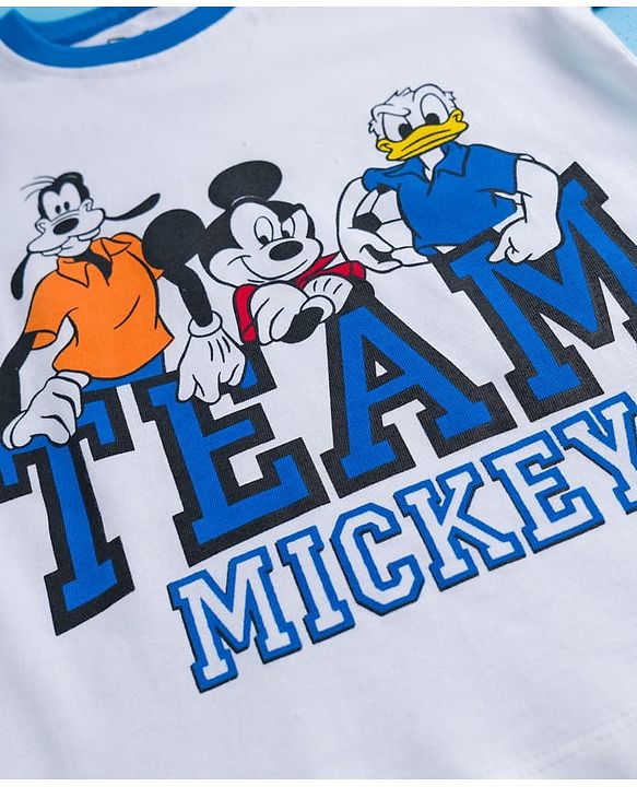 Babyhug Disney Single Jersey Half Sleeves Drop Sholuder T-Shirt with Mickey Mouse & Friends Graphic & Patch Pack of 2 - Multicolour