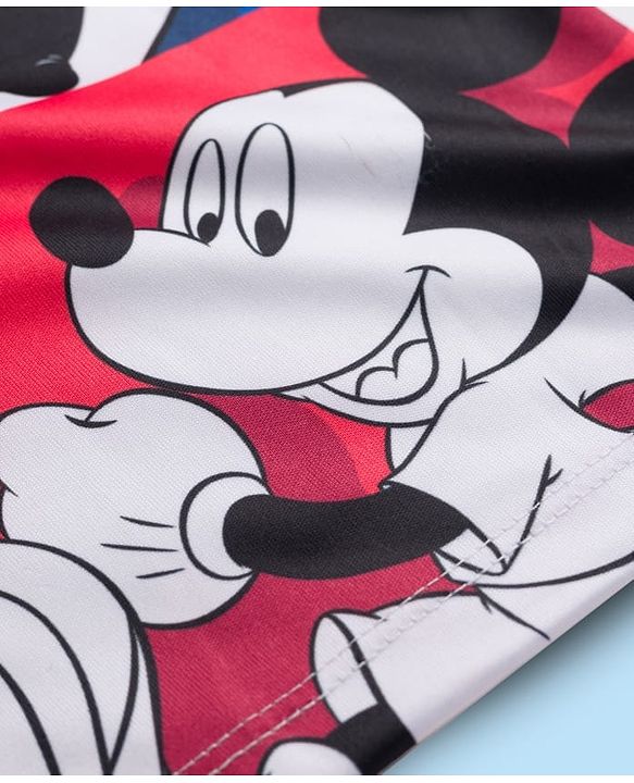 Babyhug Disney 100% Cotton Knit Half Sleeves T-Shirt With Mickey Mouse Graphic Front & Back Print - Multicolour