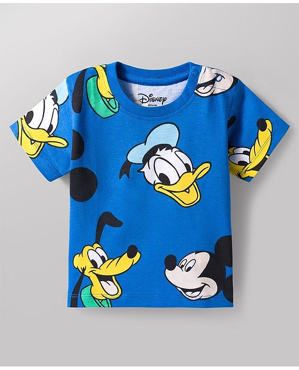 Babyhug Disney Single Jersey Knit Half Sleeves T-Shirts with Mickey Mouse Graphic Pack of 3 - Orange Blue & White