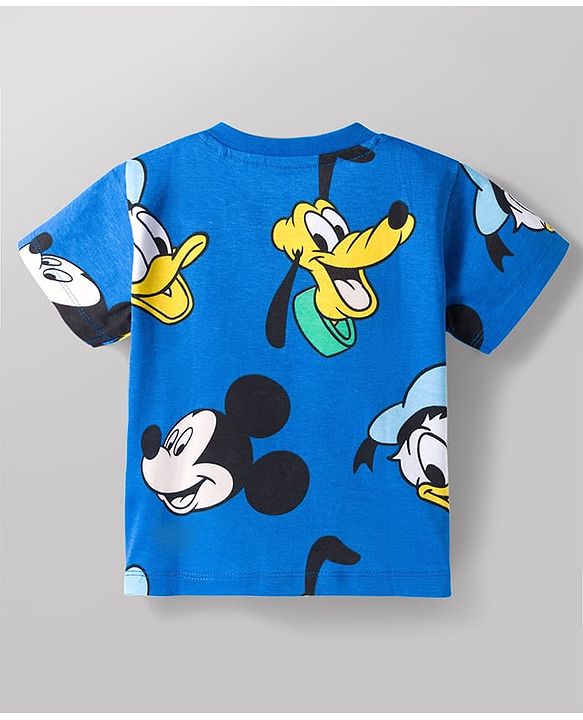 Babyhug Disney Single Jersey Knit Half Sleeves T-Shirts with Mickey Mouse Graphic Pack of 3 - Orange Blue & White
