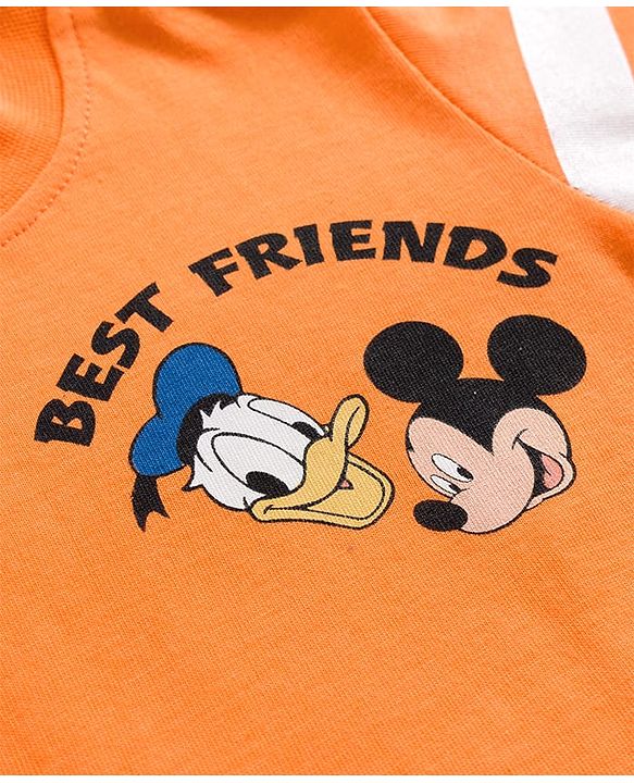 Babyhug Disney Single Jersey Knit Half Sleeves T-Shirts with Mickey Mouse Graphic Pack of 3 - Orange Blue & White