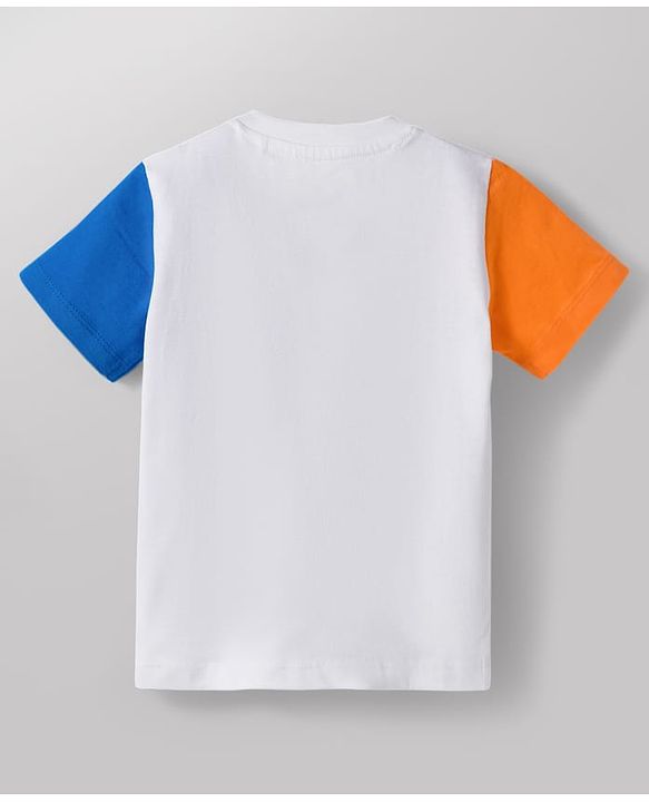 Babyhug Disney Single Jersey Knit Half Sleeves T-Shirts with Mickey Mouse Graphic Pack of 3 - Orange Blue & White