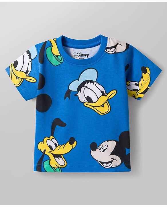 Babyhug Disney Single Jersey Knit Half Sleeves T-Shirts with Mickey Mouse Graphic Pack of 3 - Orange Blue & White