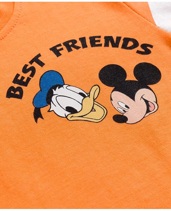 Babyhug Disney Single Jersey Knit Half Sleeves T-Shirts with Mickey Mouse Graphic Pack of 3 - Orange Blue & White