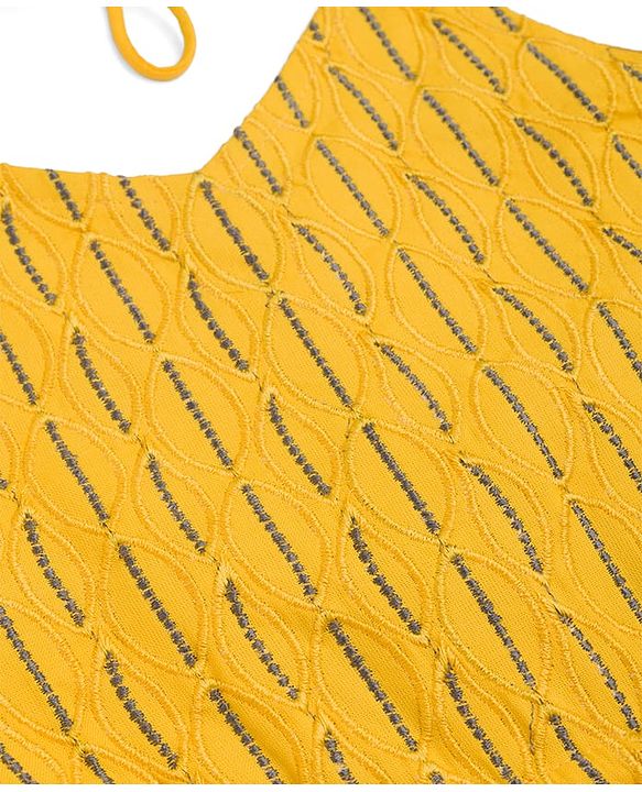 Pine Kids Cotton Woven Sleeveless Halter Neck Embroidered Kurti & Sharara Set With Dupatta & Lace Detailing - Yellow
