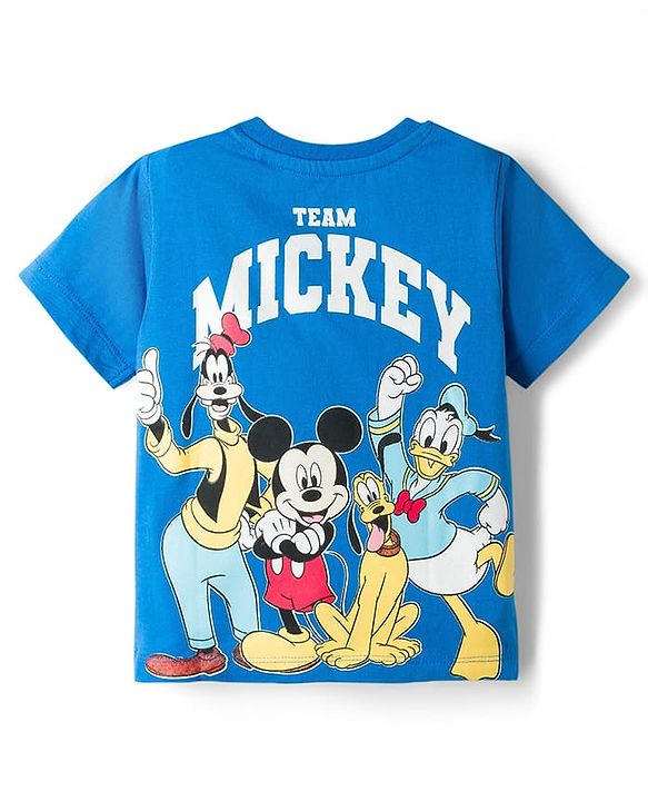 Babyhug Disney 100% Cotton Knit Half Sleeves T-shirt With Mickey & Friends Front & Back Print - Multicolour