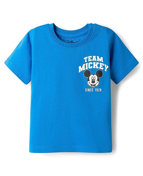 Babyhug Disney 100% Cotton Knit Half Sleeves T-shirt With Mickey & Friends Front & Back Print - Multicolour