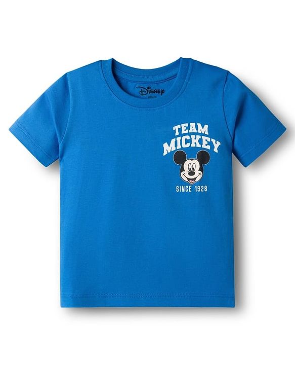 Babyhug Disney 100% Cotton Knit Half Sleeves T-shirt With Mickey & Friends Front & Back Print - Multicolour