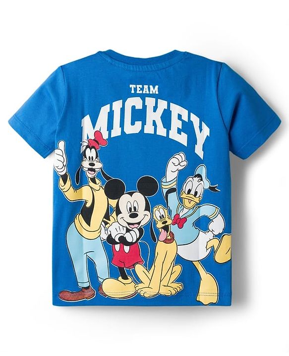 Babyhug Disney 100% Cotton Knit Half Sleeves T-shirt With Mickey & Friends Front & Back Print - Multicolour