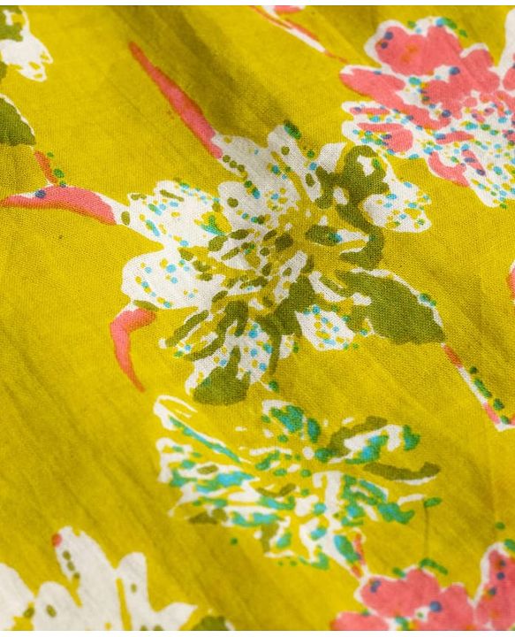 Pine Kids Cotton Woven Sleeveless Floral Printed Kurti & Sharara Set With Dupatta - Olive Green