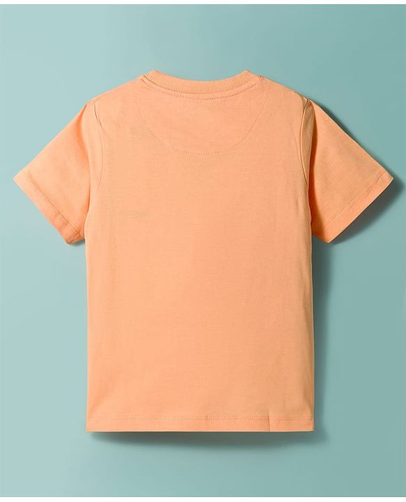 Pine Kids Single Jersey Knit Half Sleeves T-Shirt & Shorts Set with Gaming Print - Peach