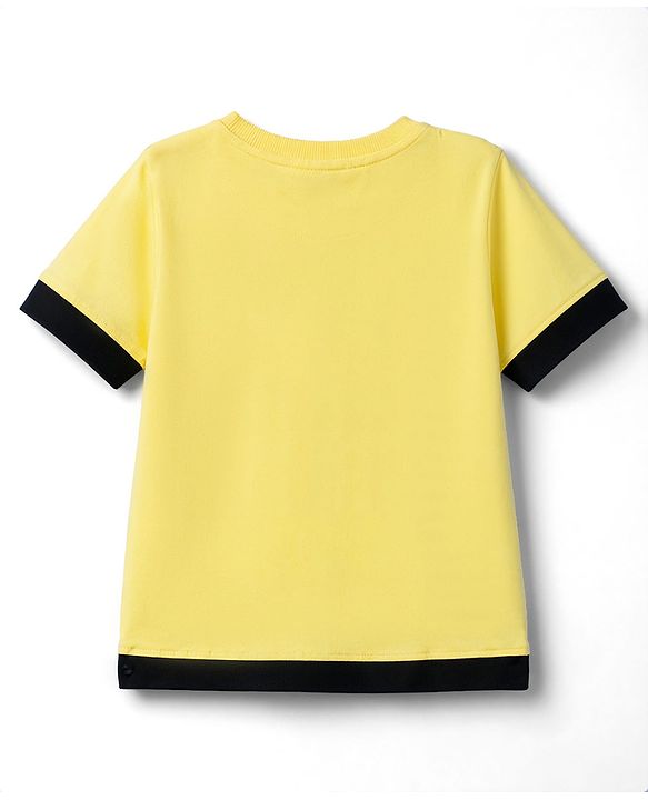 Pine Kids Single Jersey Knit Half Sleeves Game Printed T-Shirt & Shorts Set - Yellow