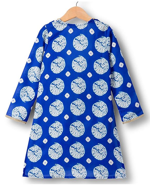 Pine Kids Woven Printed Indo Western  Kurti Palazo Set - Royal Blue