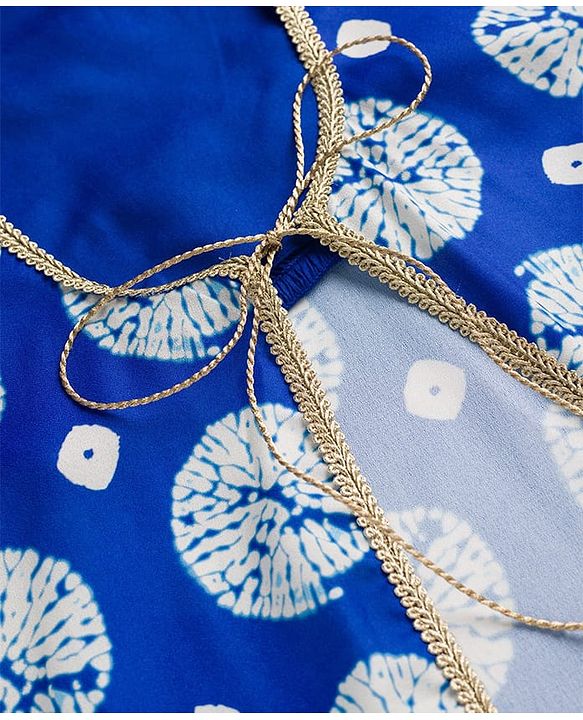 Pine Kids Woven Printed Indo Western  Kurti Palazo Set - Royal Blue