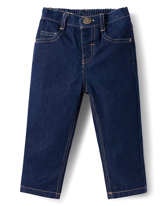 Babyhug Cotton Denim Full Sleeves Checkered Shirt & Jeans Set- Blue