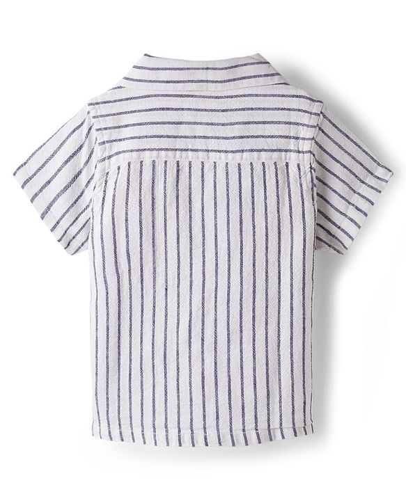 Babyhug Cotton Woven Half Sleeves Striped Shirt & Denim Shorts Set - Blue