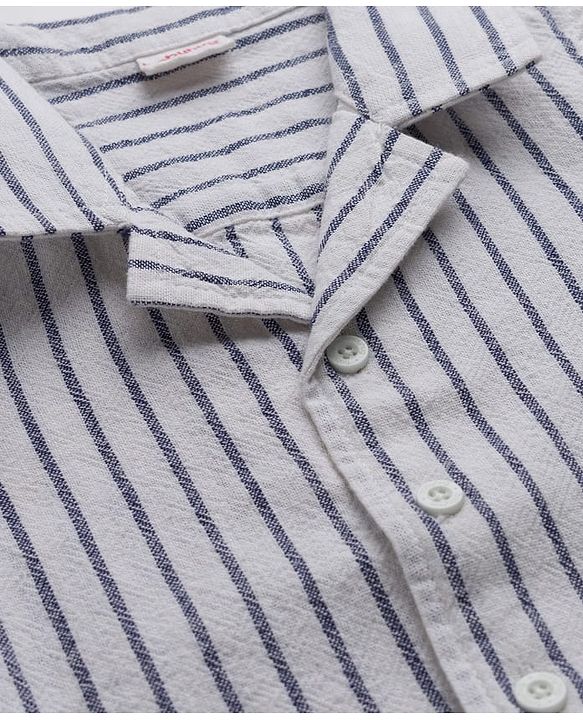 Babyhug Cotton Woven Half Sleeves Striped Shirt & Denim Shorts Set - Blue