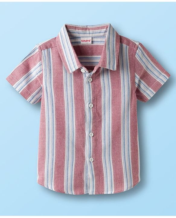 Babyhug Cotton Woven Half Sleeves Co-ords Striped Shirt & Shorts Set - Multicolor