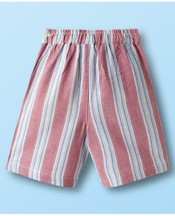 Babyhug Cotton Woven Half Sleeves Co-ords Striped Shirt & Shorts Set - Multicolor