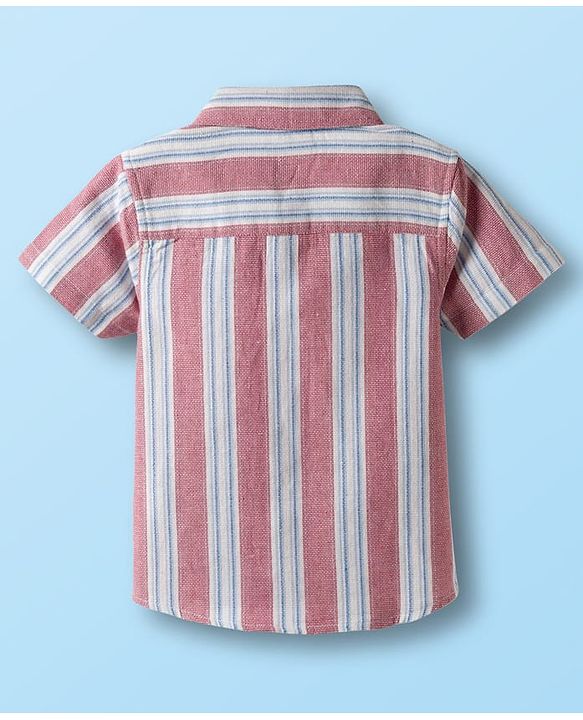 Babyhug Cotton Woven Half Sleeves Co-ords Striped Shirt & Shorts Set - Multicolor