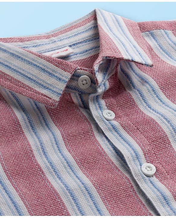 Babyhug Cotton Woven Half Sleeves Co-ords Striped Shirt & Shorts Set - Multicolor