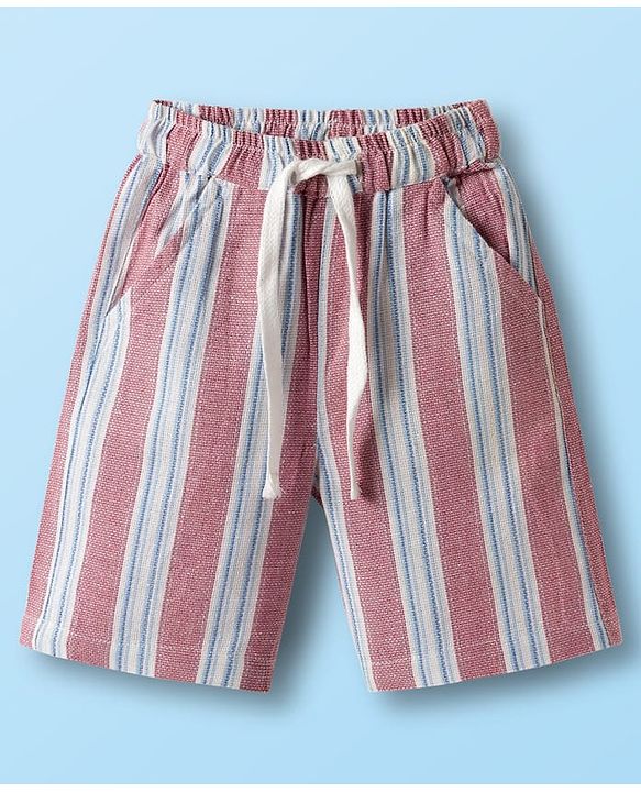 Babyhug Cotton Woven Half Sleeves Co-ords Striped Shirt & Shorts Set - Multicolor