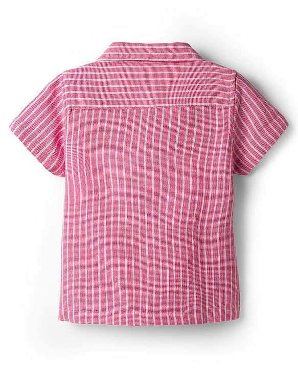 Babyhug Cotton Woven Half Sleeves Striped Shirt & Denim Shorts Set - Multicolor