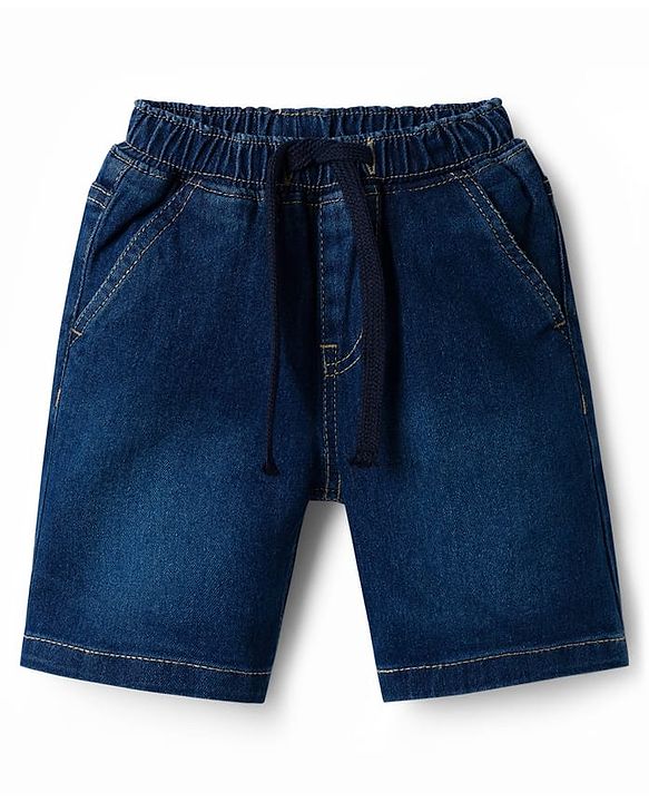Babyhug Cotton Woven Half Sleeves Striped Shirt & Denim Shorts Set - Multicolor