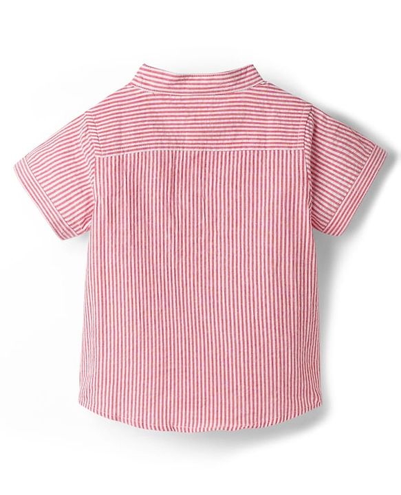 Babyhug Cotton Woven Half Sleeves Striped Shirt & Denim Shorts Set - Blue