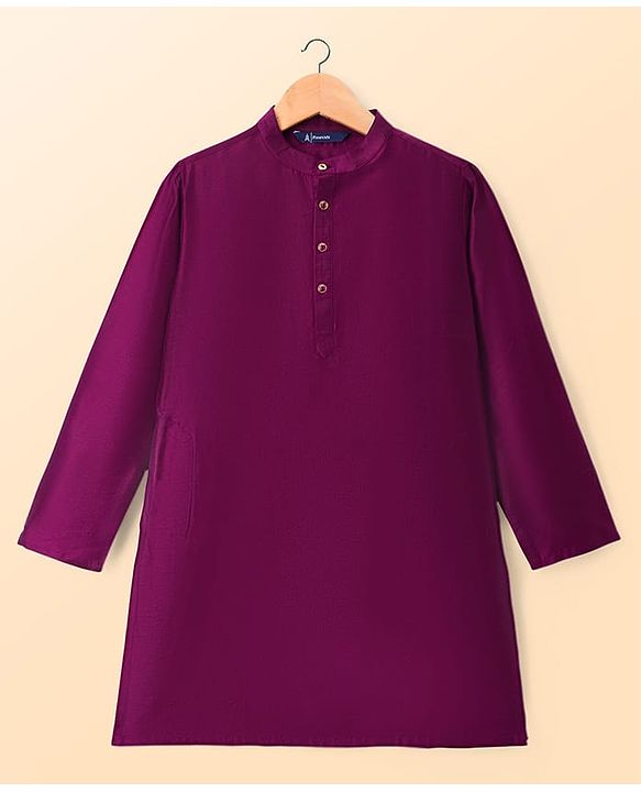 Pine Kids Woven Full Sleeves Kurta Pyjama Set With Floral Embroidered Nehru Jacket - Wine