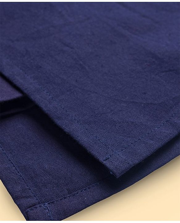 Pine Kids Woven Full Sleeves Kurta Pajama Set with Embroidery - Navy Blue