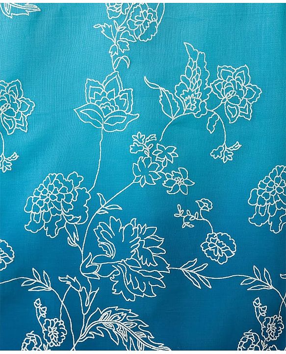 Pine Kids Woven Full Sleeves Kurta Pajama Set with Floral Embroidery - Blue