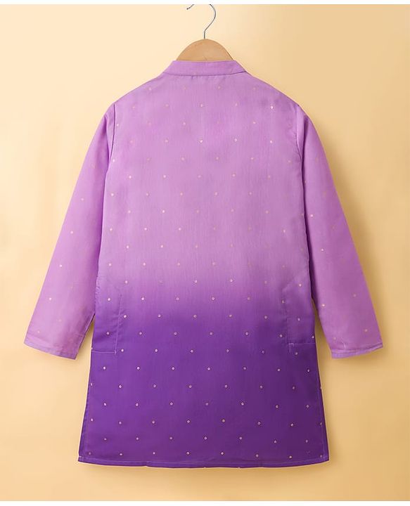 Pine Kids Woven Full Sleeves Kurta Pyjama Set With Ombre Effect - Purple