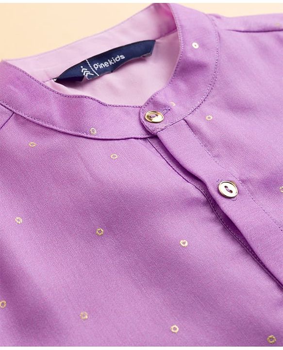 Pine Kids Woven Full Sleeves Kurta Pyjama Set With Ombre Effect - Purple
