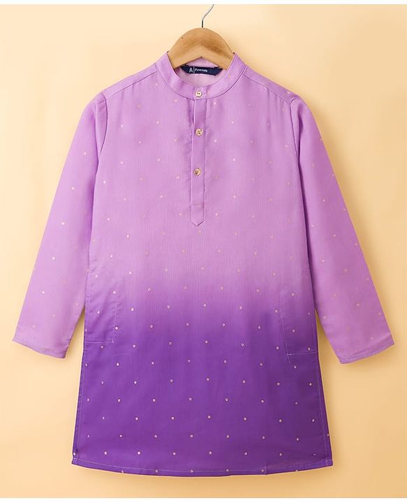 Pine Kids Woven Full Sleeves Kurta Pyjama Set With Ombre Effect - Purple