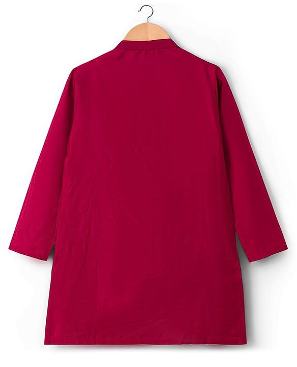Pine Kids Woven Full Sleeves Printed Kurta Pyjama Set With Sequin Embroidered Nehru Jacket - Maroon